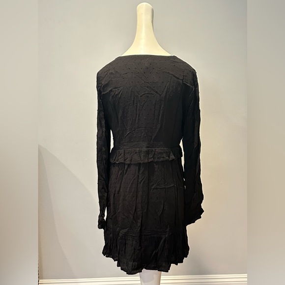 PAIGE Women's Odelise Dress Long Sleeve Angled Bust Seams Lace Trim in Black, - Picture 10 of 14